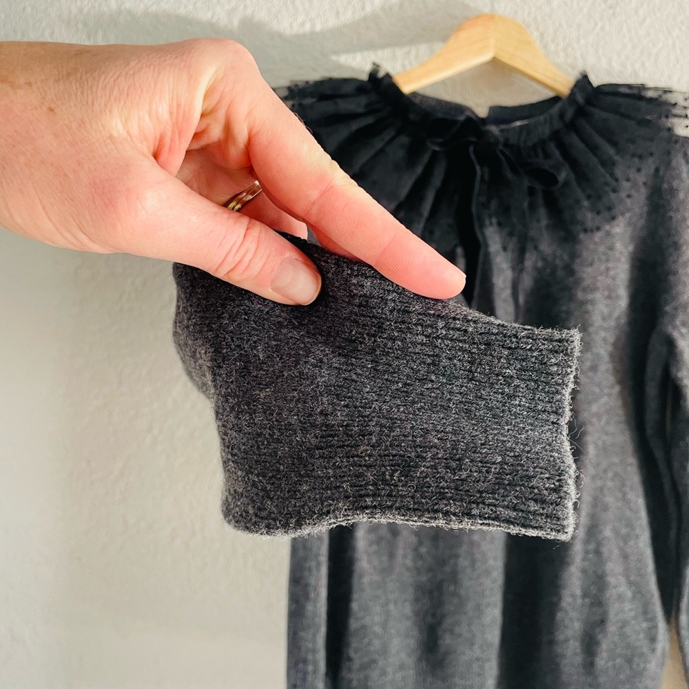 Boden Grey Tulle Ruffle Neck Sweater - Picture 8 of 12